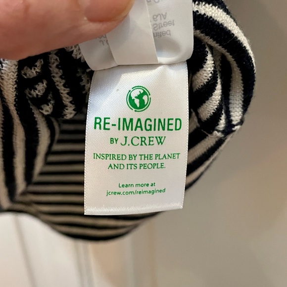 J. Crew Shoulder Button Merino Wool Sweater in Navy and Cream Stripe Size Small - Picture 9 of 11